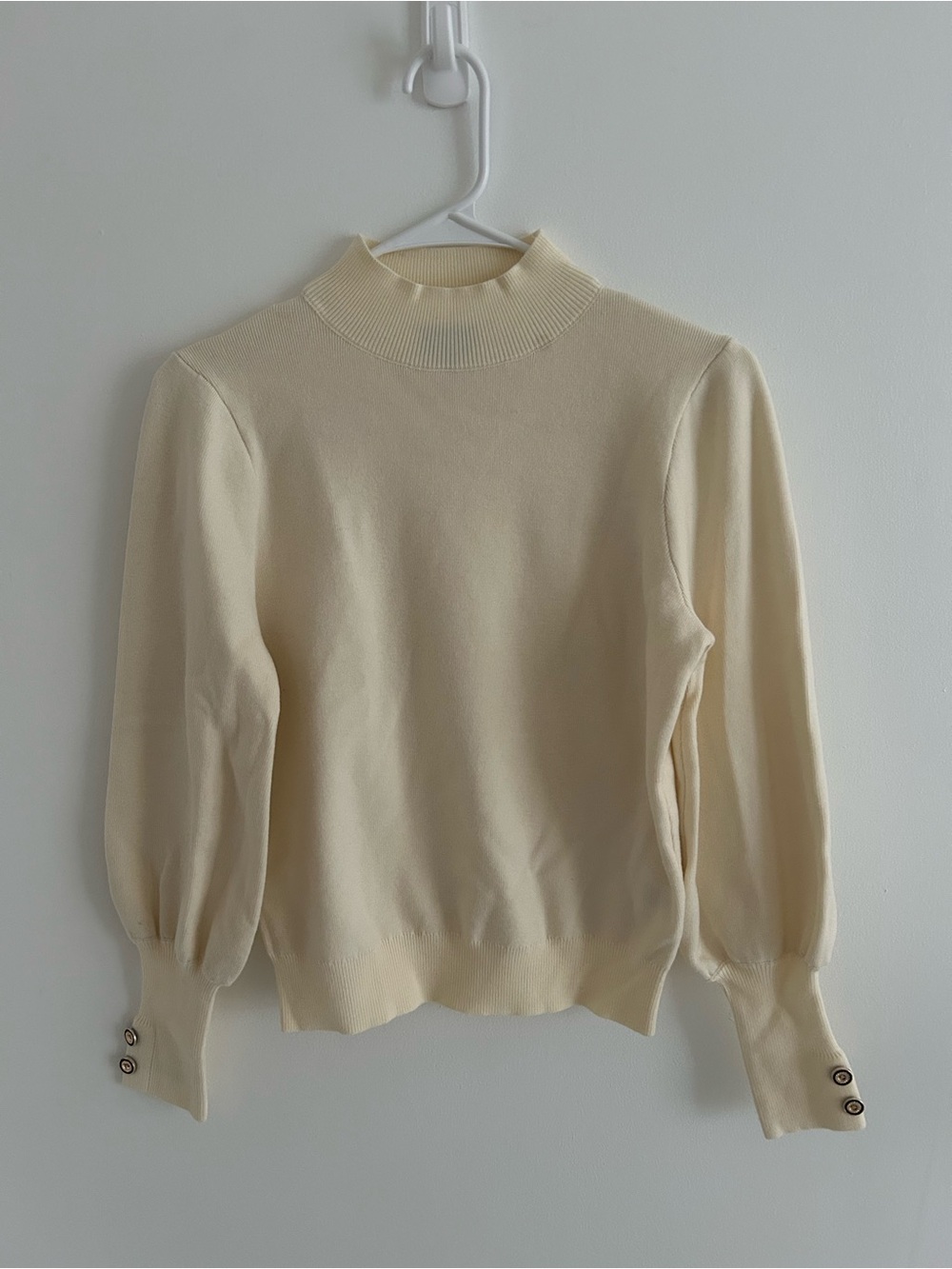 Sage Cream Ribbed Mock Neck Sweater